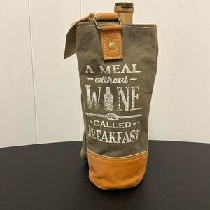 Brand New Clea Ray Brown Canvas Leather Wine Holder With Shoulder Strap